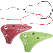 2 stuks kinderfluitjes: 6-gats ocarina halsketting, mini ocarina