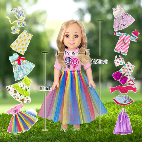 Wondoll 10-Sets Dolhes para American-14 polegadas-compat   veis com roupas e roupas artesanais de 14,5 polegadas de 14,5 polegadas, presente de ani 2