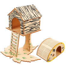 2Stk Kleine Hamstervilla Aus Holz Spielen Und Verstecken Bunt