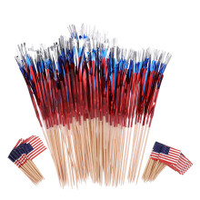 200Pièces Piques Bois Multicolores Drapeaux Usa Pour Apéritifs Fins