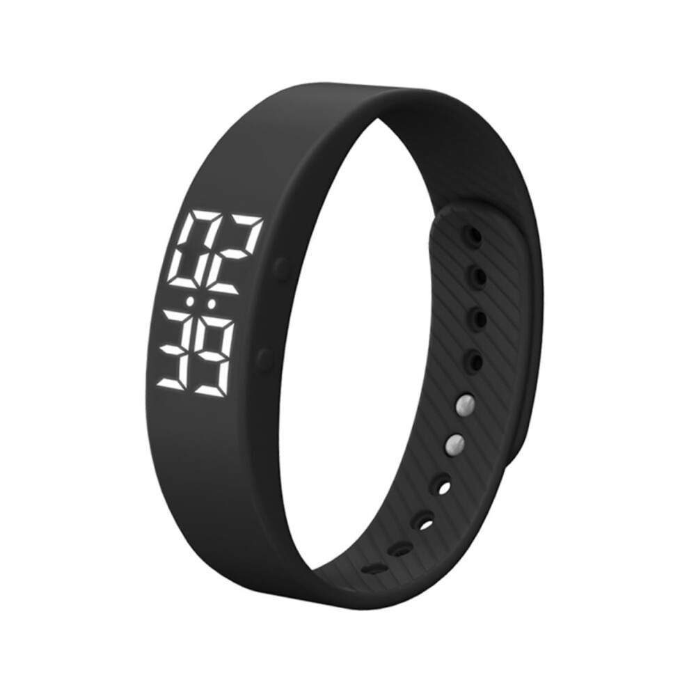 Smart Wristband Led Screen Real-Time Display Lightweight Fitness And Sleep Tracking For Students Black 9084446134933