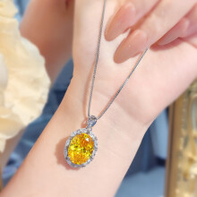 Pigeon Egg Yellow Sapphire Moissanite Necklace