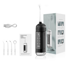 Rechargeable Water Flosser Cleaner 6 Cleaning Modes 4 Nozzles IPX7 Waterproof Portable for Travel and Home Use Black