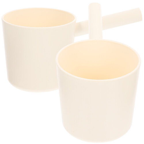 2Pcs Beige PP Water Dipper Long Handle Kitchen Ladle for Bathing