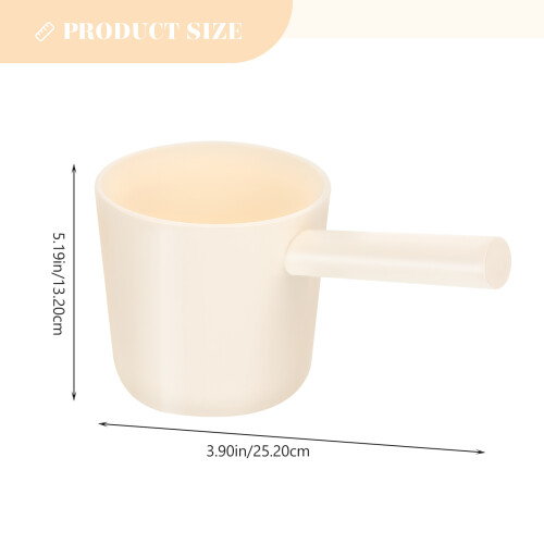 2Pcs Beige PP Water Dipper Long Handle Kitchen Ladle for Bathing 1