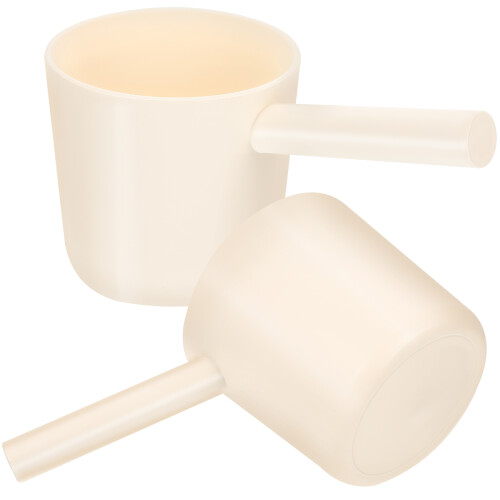2Pcs Beige PP Water Dipper Long Handle Kitchen Ladle for Bathing 2