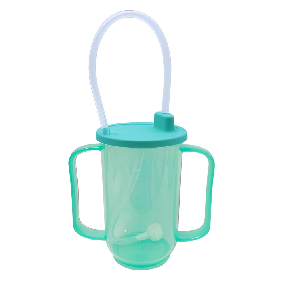 Bedridden Patients Liquid Feeding Straw Cup With Handles, 350ml Spill-Proof Bed Rest Care Cup Sippy Cup