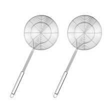 2pcs stainless steel oil colander scoop frying slotted spoon strainer