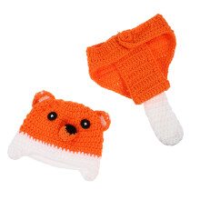 knit baby costume hat and pants for 0-6 months (fox)