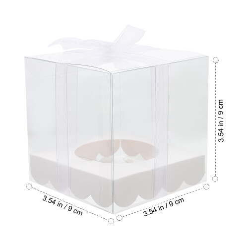 12Pcs Clear Gift Boxes Pet Material White Paper Bottom Cake Packaging 1