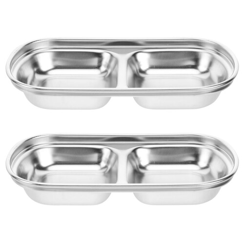 2pcs hotpot sauce dishes with compartments for kitchen use 2