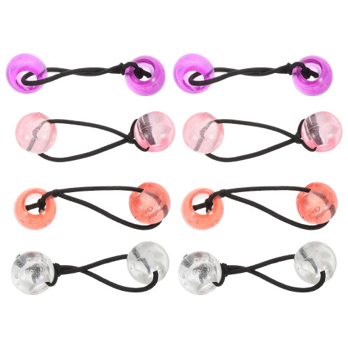 8Pièces Élastiques Fille Perles Double Bille Colorées