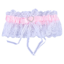 hochzeitsstrumpfbänder spitze mit herzdeko, pink