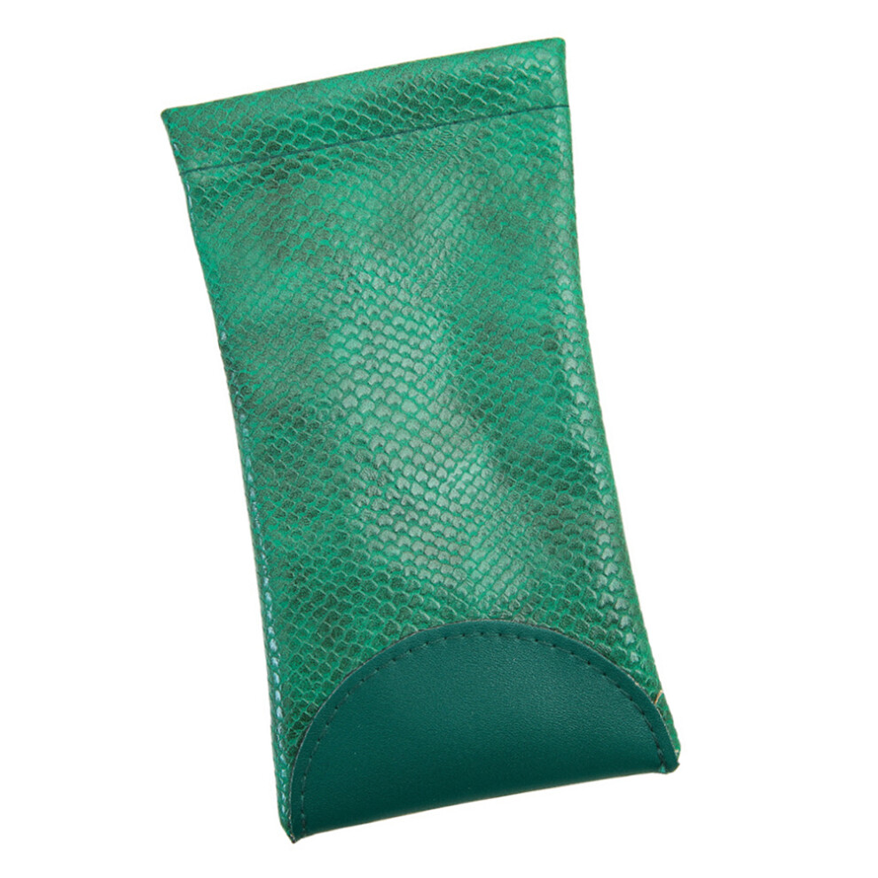 Vaguelly Green Pu Leather Glasses Bag Wear-Resistant Eyeglasses Container