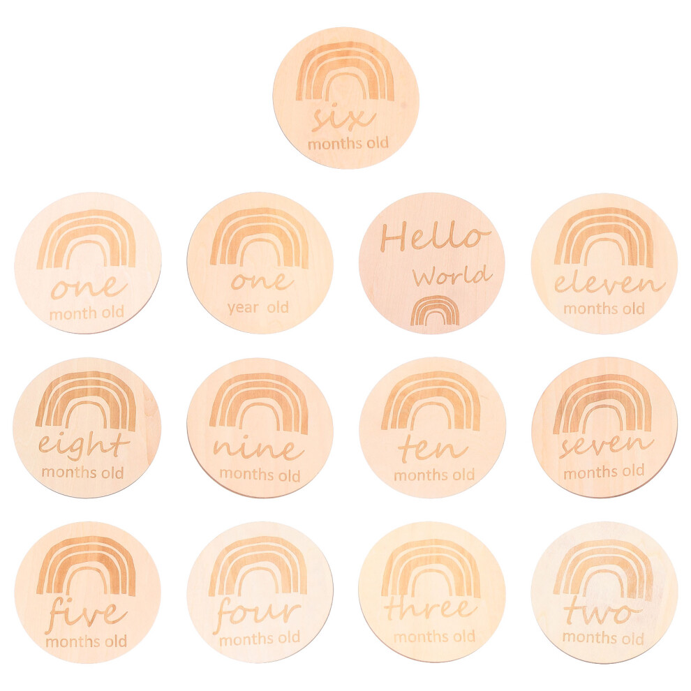 13Pcs Baby Monthly Milestone Wooden Photo Props Newborn Solustre