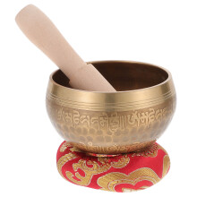 buddhist meditation sound bowl set with wooden stick and washer