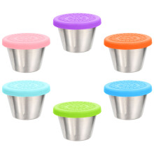 6 pcs reusable salad dressing containers with silicone lids