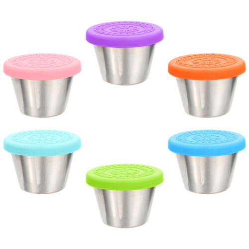 6 pcs reusable salad dressing containers with silicone lids