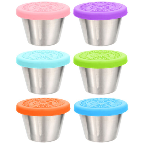 6 pcs reusable salad dressing containers with silicone lids 1