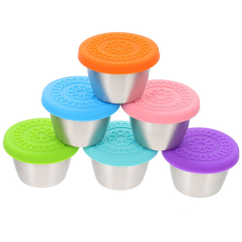 6 pcs reusable salad dressing containers with silicone lids 2