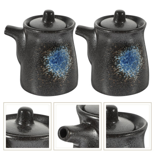2pcs ceramic soy sauce container holder for sushi condiment dispenser 2