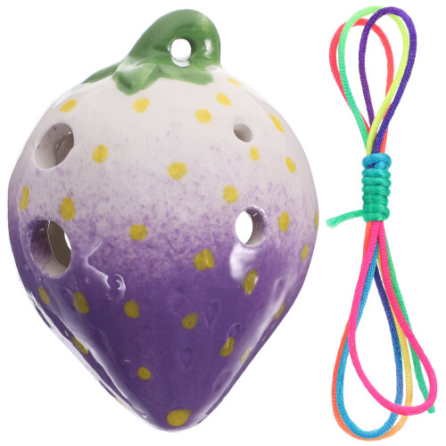 ceramic 6 hole ocarina strawberry shape wind instrument for beginners