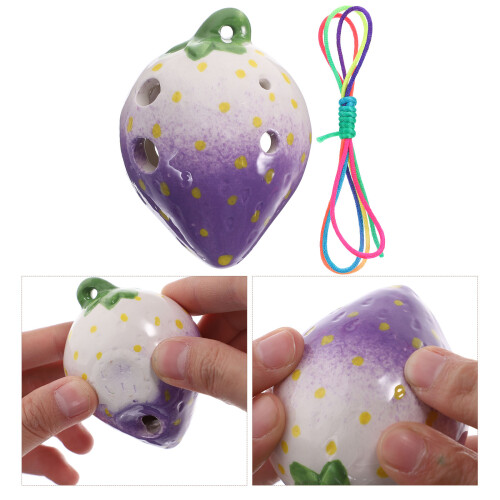 ceramic 6 hole ocarina strawberry shape wind instrument for beginners 2