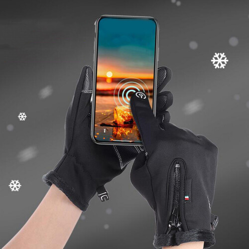 1 pair windproof riding gloves, cold resistant, touchscreen compatible 2