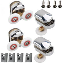 Shower Door Rollers, 4pcs 25mm Sliding Shower Doors Wheels Replacement Roller Runner Wheel 2 Top & 2 Bottom Chrome Plated Door Roller