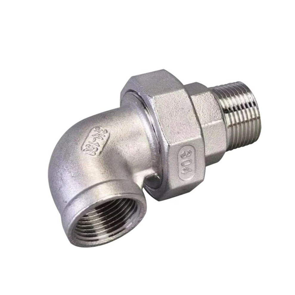 Fitting 90 Degree Elbow Bsp Thread 304 Stainless Steel Male And Female Union Live Joint Connector Size 1-1/4 In Silver 9084446137231