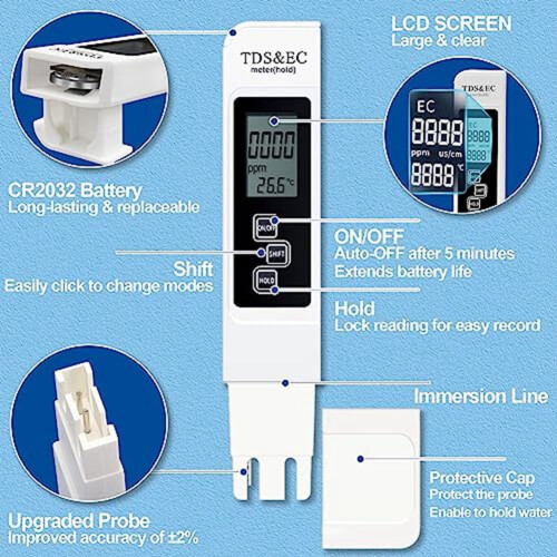 TDS Meter Digital Water Tester 0-999 PPM Range For Hydroponics And Drinking Water 1