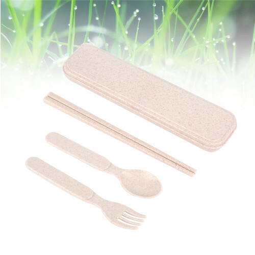 1 set getreidehalm löffel, gabel, essstäbchen für , camping, kinder 2