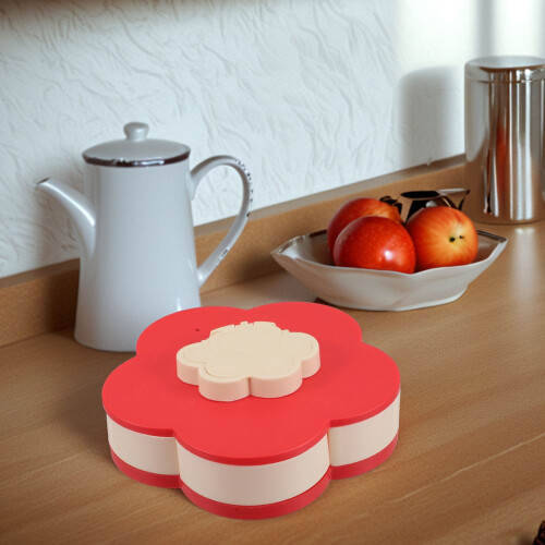Red Divided Snack Platter Rotating Fruit Candy Organizer 2