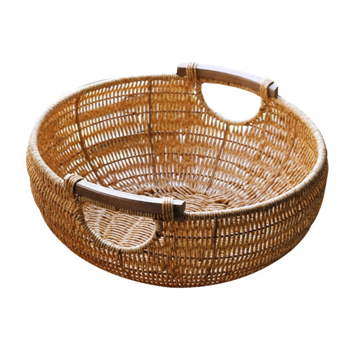 1Pc Brown Handmade Plastic Decorative Basket for Kitchen and Home Use
