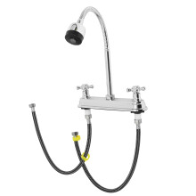 Rotatable Silver Dual-Handle Kitchen and Rv Bar Sink Faucet