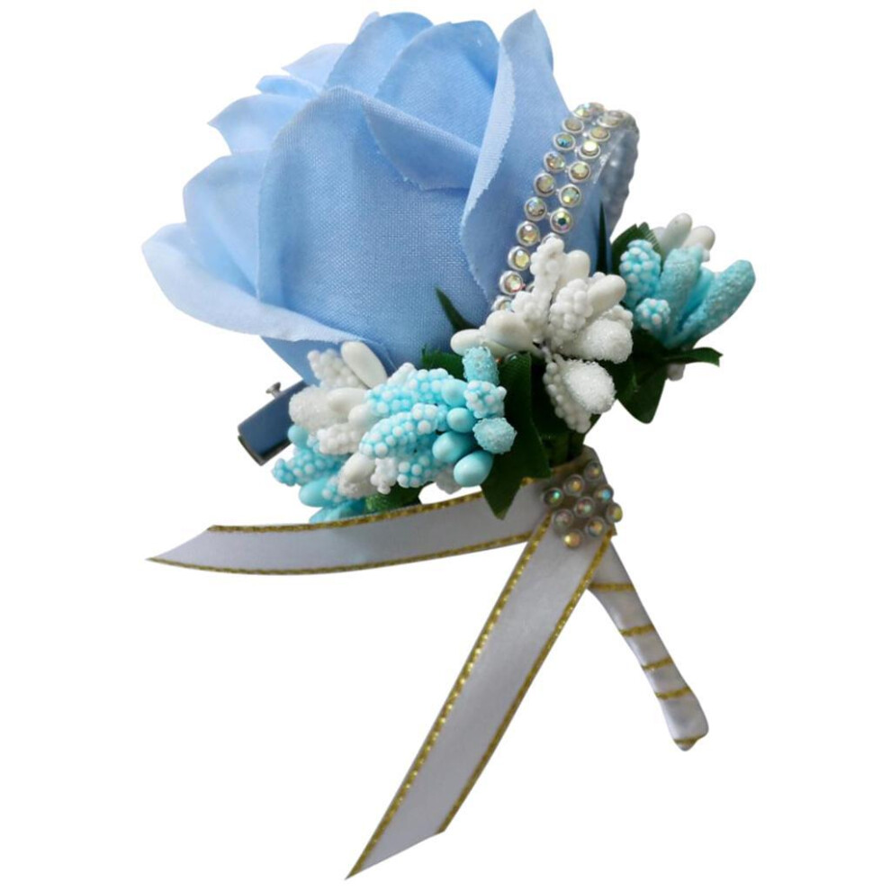 (Lake Blue) Sophisticated Stimulation Rose Flower Brooch Pin Classy Wedding-image-OPC-PKSGB5Y-NEW