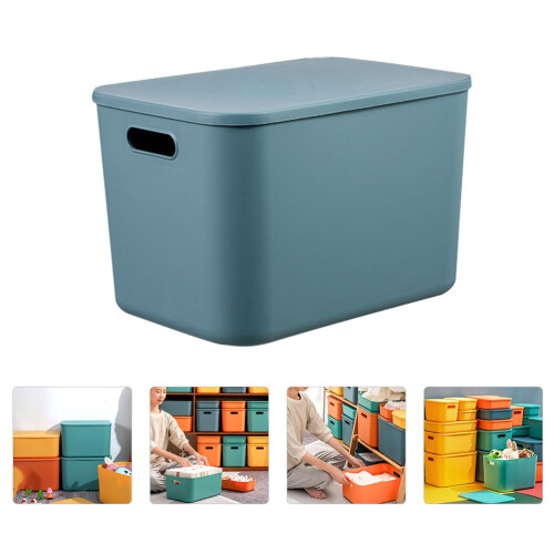 Plastic Storage Box Stackable Basket Bin With Lid Child Blue 2