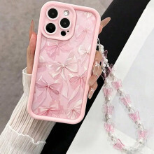 (1 Pink, For iPhone 11Pro ) Pink Bow Pattern Silicone Phone Case with Butterfly Charm Cover for Your Device Protection Cellphone