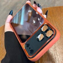 (Orange, iPhone 17 Pro Max) Luxury High-quality Translucent Metal Lens Frame Protective Case for 17 Pro Max ,17 Air ,17 Pro,17 Phone Case Simple and Stylish