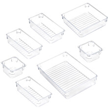 7St Plastic Transparante Ladeverdeelbox Voor Make-Up En Accessoires
