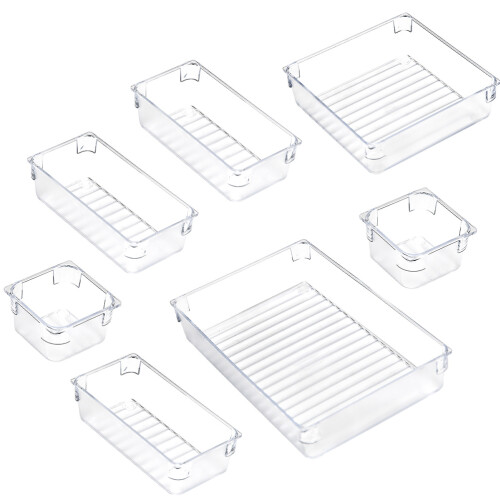 7St Plastic Transparante Ladeverdeelbox Voor Make-Up En Accessoires
