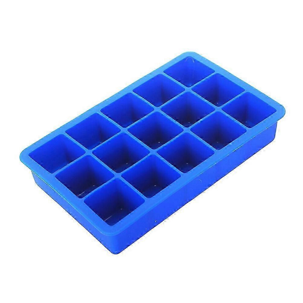 15 Cavity Silicone Ice Cube Mold For Cakes, Ice Cubes, Fondant, Cupcakes, Jelly (Blue) Blue