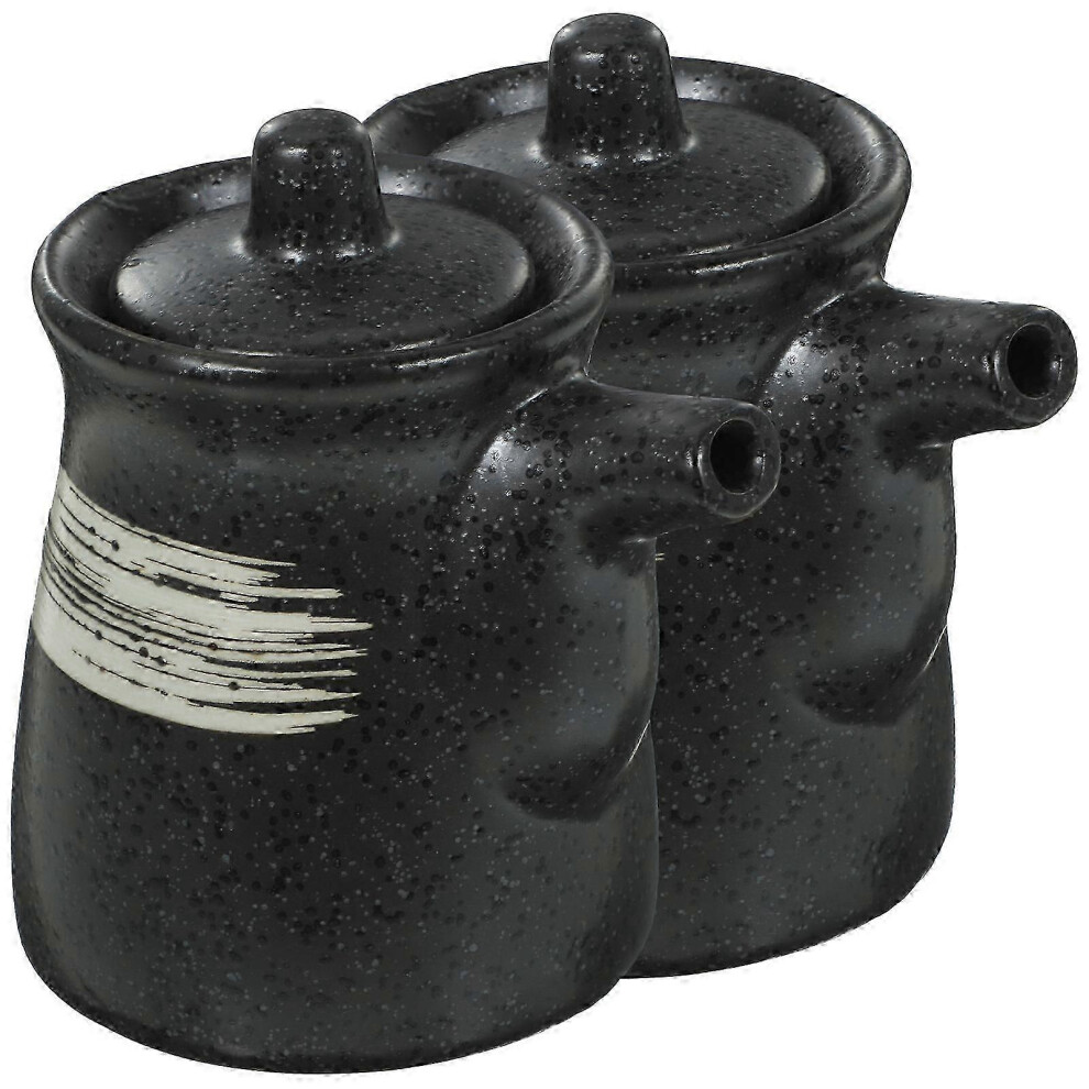 Set of 2 ceramic soy sauce containers, decorative condiment pots, vinegar containers, oil dispenser