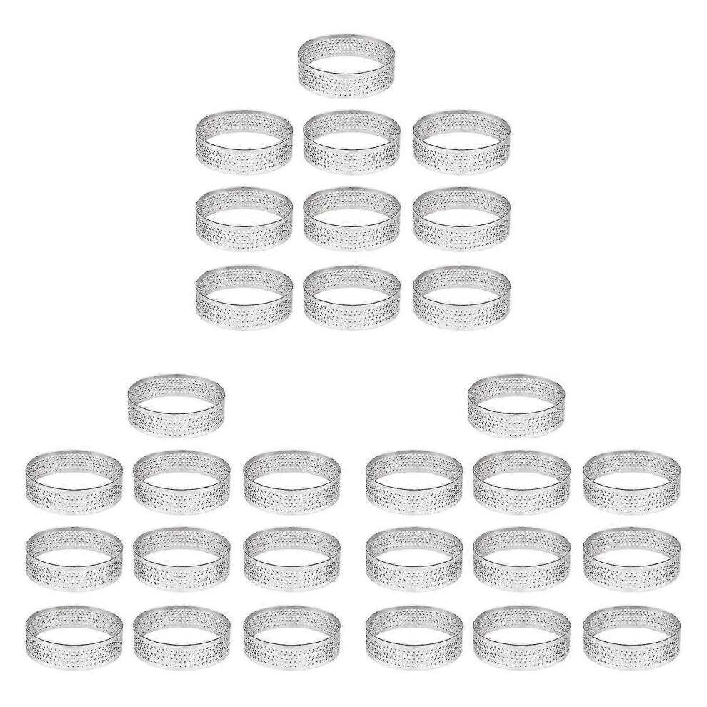 30pcs 4.5cm Round Stainless Steel Perforated Seamless Tart Ring Quiche Tart Mold Pie Circle with H