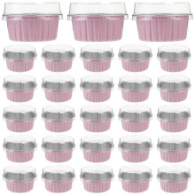 50 Pack Heavy Duty Heat Resistant Aluminum Foil Muffin Cups with Lids