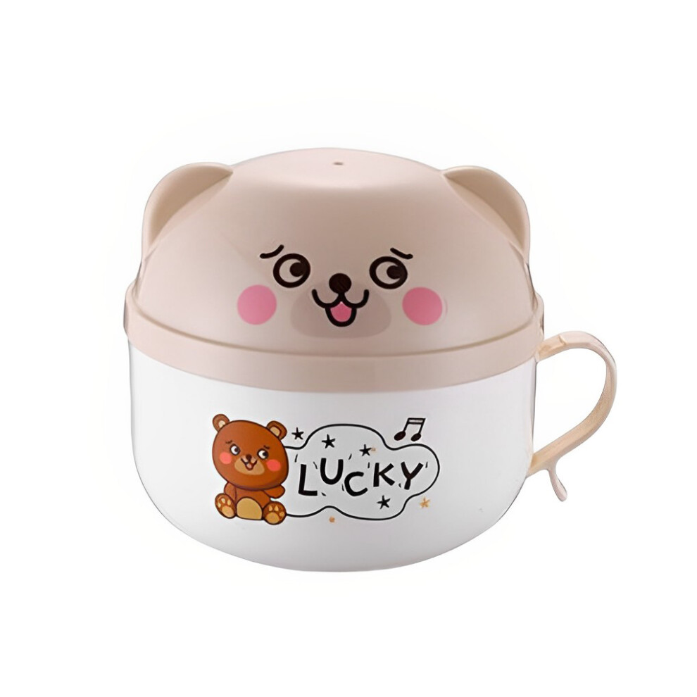 (Khaki) Instant Noodle Bowl Stainless Steel with Lid Lunch Box Dorm Student-image-OPC-PKSHH6P-NEW