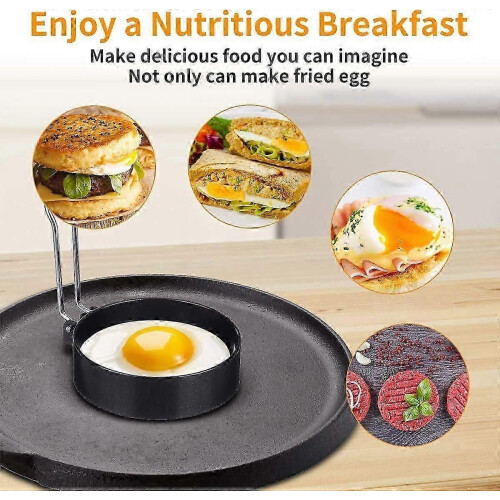 Pack Non-Stick Egg Rings, Poached Egg Rings, Fried Egg Rings (10.2cm x 2.1cm) 2