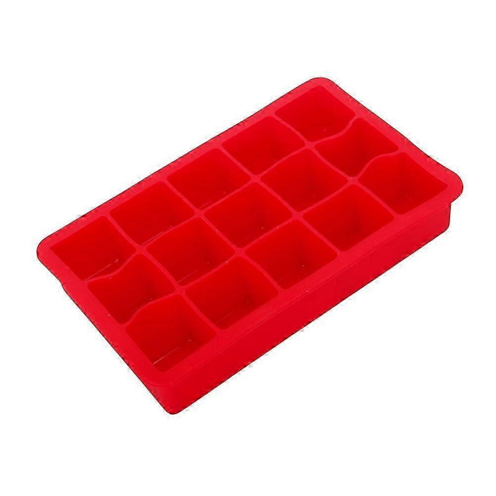 15 Cavity Silicone Ice Cube Mold For Cakes, Ice Cubes, Fondant, Cupcakes, Jello (Red) Red