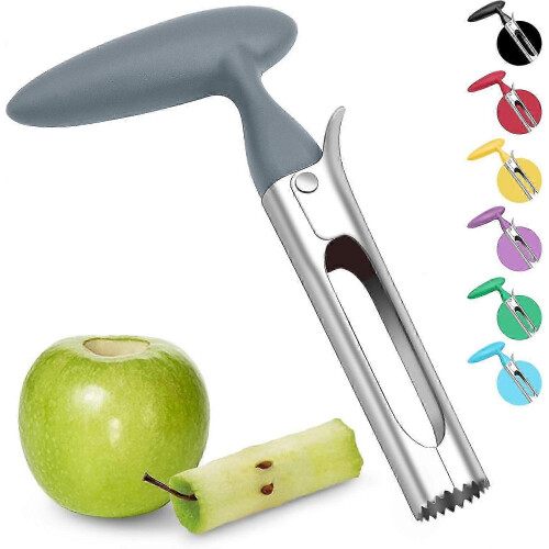 Apple corer, apple corer with ABS handle, stainless steel serrated blade, plastic handle, gray