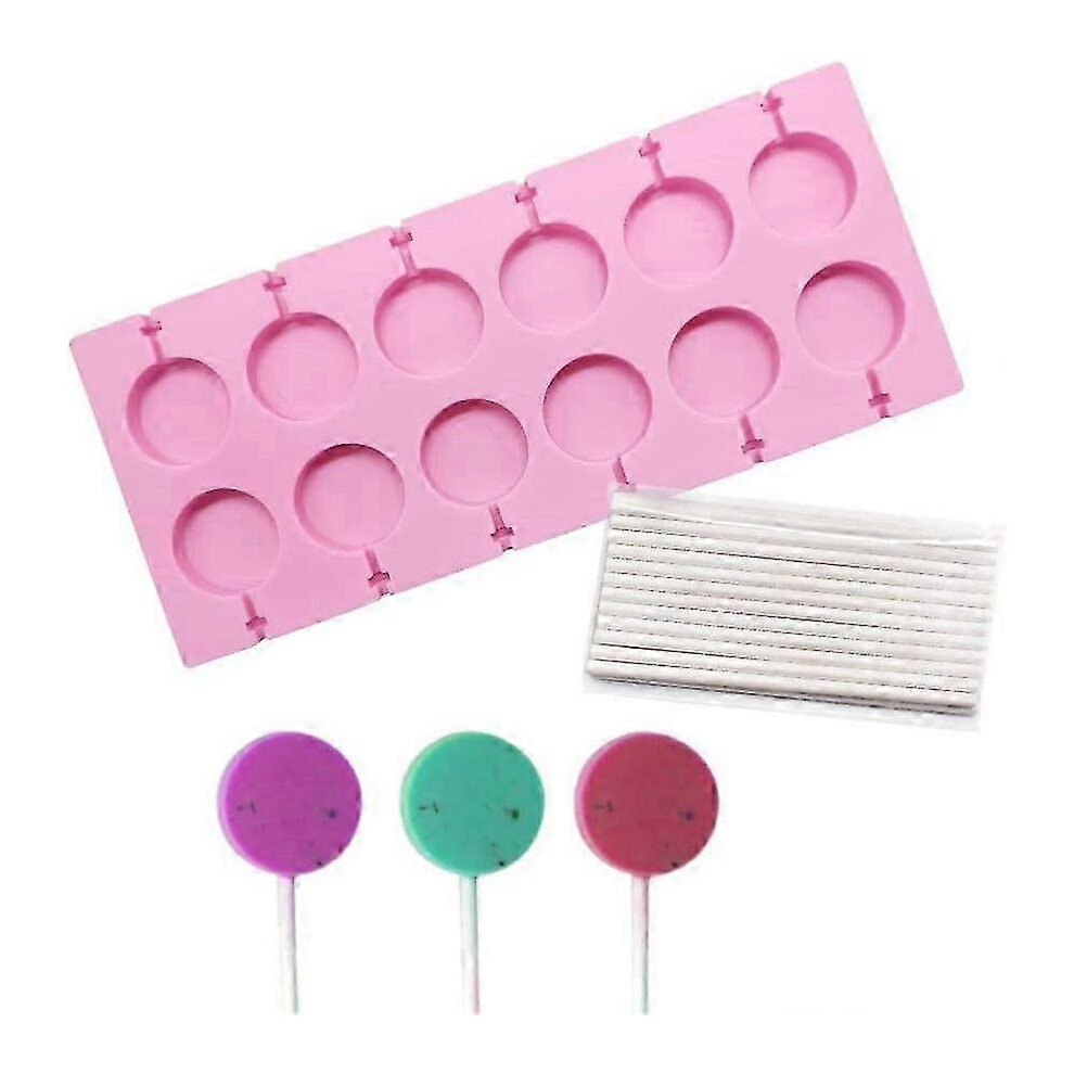 Round Silicone Lollipop Molds, Suitable for Hard Chocolate Candies, with 25 Lollipop Sticks, Pack of 2024